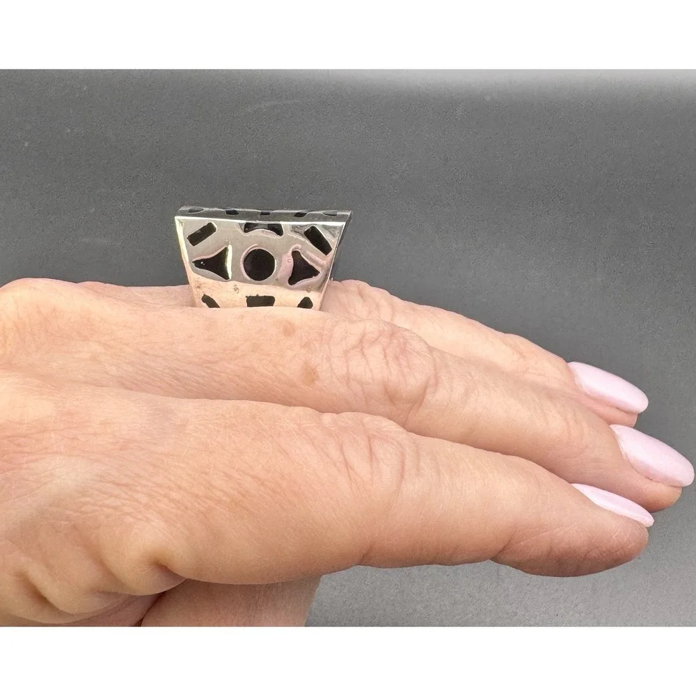 F. Speranza Mexico .925 Sterling Silver Modernist Shield Ring 19.25g Sz 6.5
